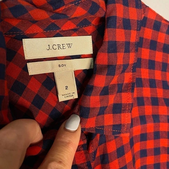 J crew checked plaid boy fit button down top blouse size 2 - Picture 3 of 7